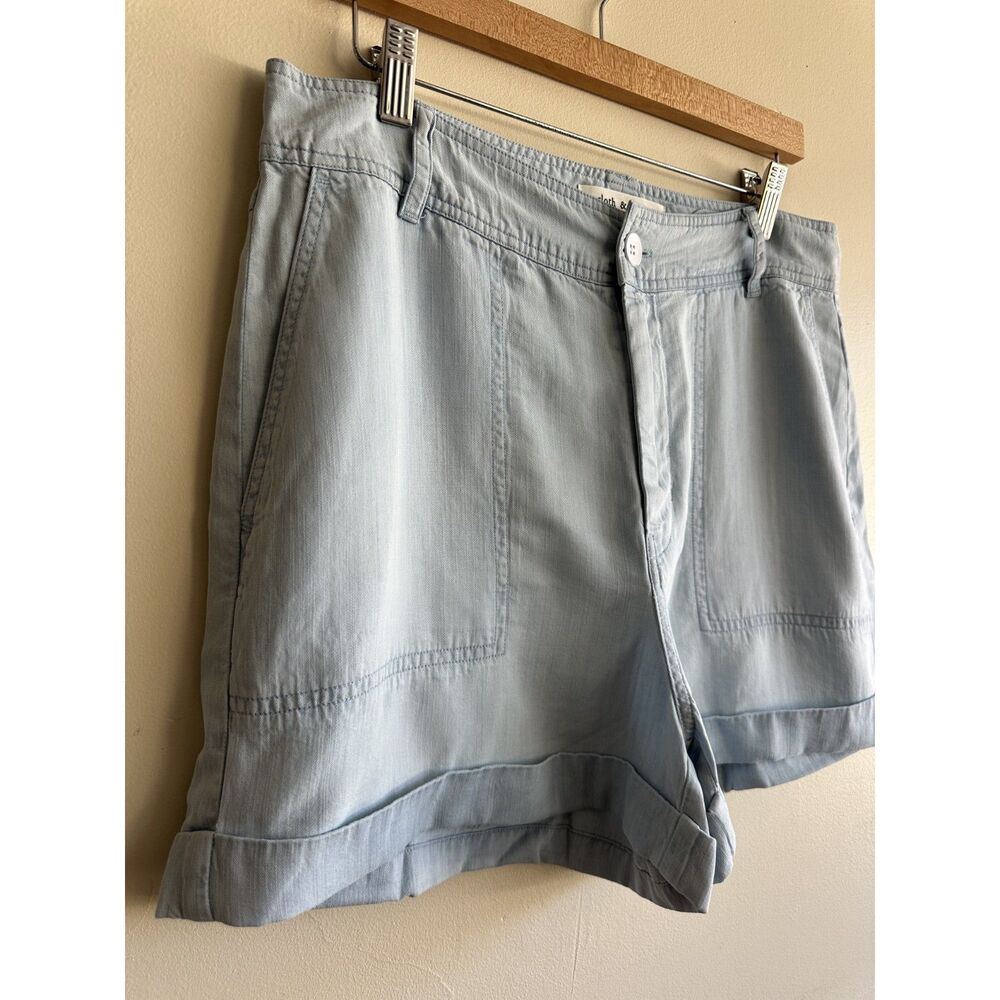 Anthropologie Cloth & Stone Chambray Tencel Shorts Women’s M Zip Fly - Picture 4 of 10